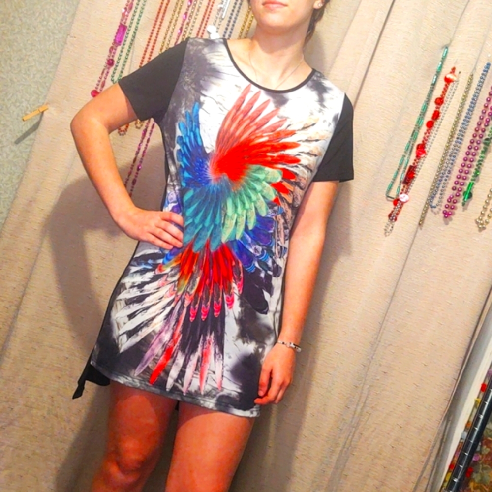 Simon Chang Graphic T-Shirt Dress Med